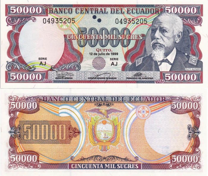 ECUADOR 50.000 sucres 1999 UNC!!!