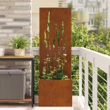 vidaXL Ghiveci de Grădină cu Panou Decorativ Ruginit 50 x 140 cm