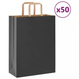 vidaXL Saci de h&acirc;rtie 50 buc cu m&acirc;nere negre 26x12x35 cm