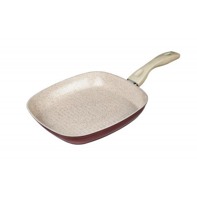 Tigaie grill Cooking Heinner, 28 x 4 cm, ceramica, capac, maner soft touch, baza inductie, Rosu foto