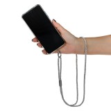 Curea de g&acirc;t cu strass, argintie, 48 cm, pentru husă telefon mobil, CMCLASS