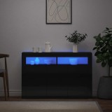 Cumpara ieftin Servantă cu lumini LED, negru extralucios, 115,5x30x75 cm