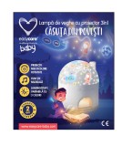 Lampa Veghe Copii EASYCARE BABY 3in1, Proiectii Casuta Povesti, Muzicala, Lumina Calda/Rece, USB, Baterie Reincarcabila