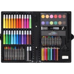 Set pictura si desen 86 piese, valiza depozitare, creioane colorate, carioci, acuarele