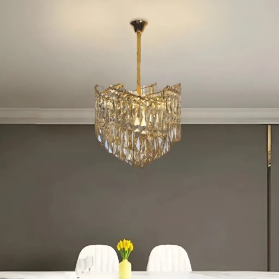 Candelabru Cristal TOPKAPI Nobile 6xE14, Diametru 40cm, Auriu Lucios, Inaltime Reglabila foto