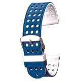 Curea silicon doua fete compatibila Huawei Watch GT 2 46mm, telescoape normale, Alb/Albastru