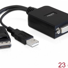 Adaptor Displayport la DVI-D Single Link 24+5 T-M activ, Delock 61855