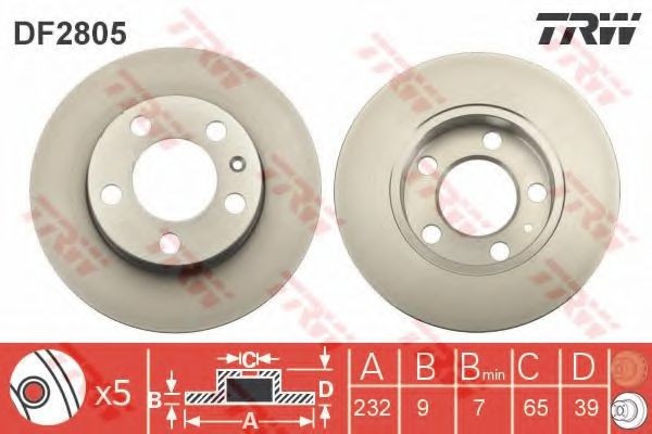 Disc frana SKODA FABIA I Limuzina (6Y3) (1999 - 2007) TRW DF2805 | Okazii.ro