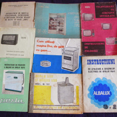 Lot 8 brosuri comunism instructiuni aragaze, masina spalat, frigider, TV, radio