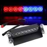 Lampa stroboscopica led, montaj in parbriz, 8w, culoare rosu - albastru, AVEX