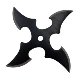 Steluta ninja pentru aruncat la tinta 4 colturi, gaura in centru, in husa, negru,4.5 cm