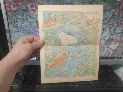 Hartă fizică Polul Nord și Țările arctice, Nord-Polarlander, c. 1930, Bibliographisches Institut AG Leipzig, 181 foto
