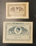 Rom&acirc;nia lot 20 + 100 Lei 1945 din fisic