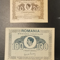 România lot 20 + 100 Lei 1945 din fisic