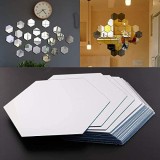 Oglinda Decorativa Acrilica Hexagon Silver XXL, 1 bucata, 14cm, Autocolanta, Design Modern, Decoratiuni Casa