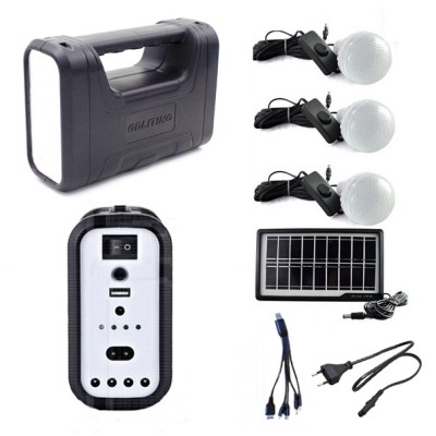 Kit Solar Lanterna LED, USB, 3 Becuri, 6V 4Ah GDLite GD8017C foto