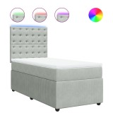 Cumpara ieftin Pat continental cu saltea, gri deschis, 80x200 cm, catifea