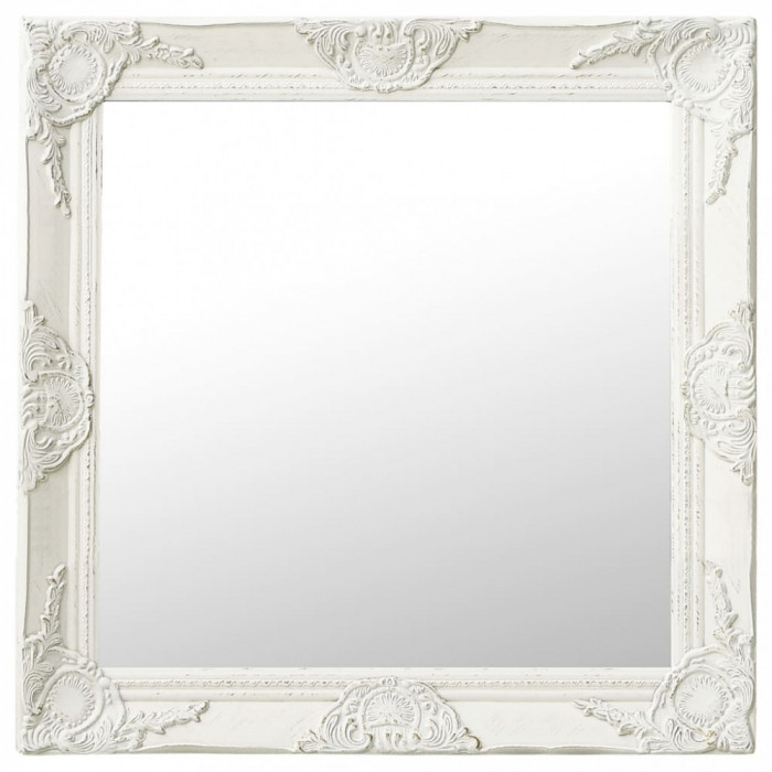 Oglindă de perete &icirc;n stil baroc, alb, 60 x 60 cm
