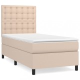 Cumpara ieftin Pat box spring cu saltea, cappuccino, 80x200 cm piele ecologica