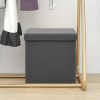 Taburet Pliabil Depozitare Gri PVC 38x38x38 cm, Lada Depozitare, Sezut Confortabil, Scaun fara Spatar