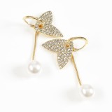 Cercei eleganti frunza aurie si perla