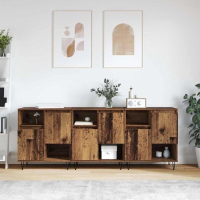 Bufeturi 3 pcs Lemn vechi 180 x 35 x 70 cm Lemn compozit foto