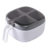 Recipient pentru condimente Cyrax, 4 casute, potrivit pentru sare, cimbru, piper, condimente, 4 lingurite din plastic, capac din plastic, maner, 14x14