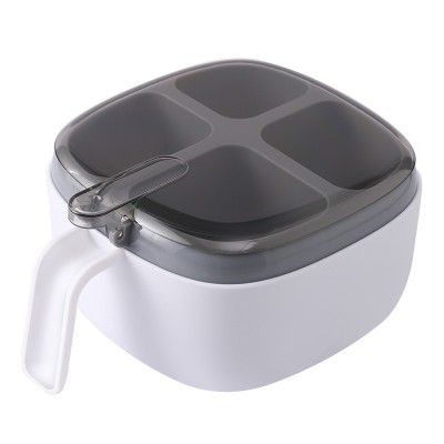 Recipient pentru condimente Cyrax, 4 casute, potrivit pentru sare, cimbru, piper, condimente, 4 lingurite din plastic, capac din plastic, maner, 14x14 foto