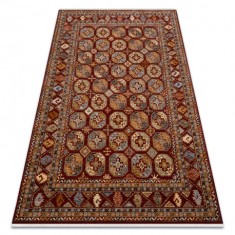 Covor L&acirc;nă KESHAN franjuri, Ornament, cadru oriental 7874/53588 vin roșu, 200x290 cm