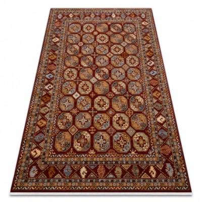 Covor L&amp;acirc;nă KESHAN franjuri, Ornament, cadru oriental 7874/53588 vin roșu, 250x340 cm foto