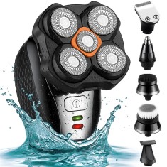 Aparat de Ras Electric Multifunctional Linomag&reg;, Profesional, 5D 6 &icirc;n 1 cu Capete Rotative Flexibile, Rezistent la Apa, USB Reincarcabil, Cap, Barba,