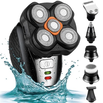 Aparat de Ras Electric Multifunctional Linomag&amp;reg;, Profesional, 5D 6 &amp;icirc;n 1 cu Capete Rotative Flexibile, Rezistent la Apa, USB Reincarcabil, Cap, Barba, foto