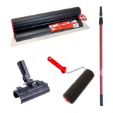 Cumpara ieftin Set gletiera profesionala, inox, 80 cm x 0.3 mm, adaptor, maner prelungitor 1.2-2.2 m, rola gletuit, Lanoliv