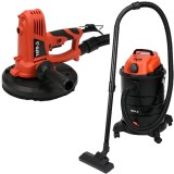 Yato YT-82340 + YT-85701 - Slefuitor pentru pereti 1220 W 225 mm + Aspirator umed-uscat 1400 W 180 mbar 30 l priza scule electrice
