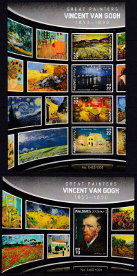 DB1 Pictura Post - Impresionism Van Gogh Maldive MS + SS MNH foto