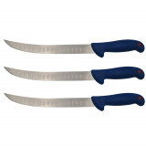Set trei cutite de bucatar IdeallStore&reg;, Chef&#039;s Knife, otel inoxidabil, 38 cm, albastru