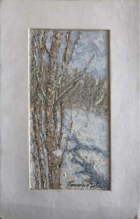 TABLOU PICTURA IN ULEI PE CARTON - PEISAJ DE IARNA, TAMARA MOTIU-258126