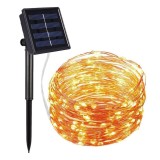 Sir lumina solara, 10 m, 100 LED-uri, IP65, 8 moduri de functionare, Negru/Auriu