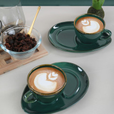 Set cesti de cafea, Keramika, 275KRM1496, Ceramica, Verde