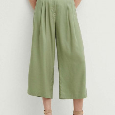 Medicine pantaloni femei, culoarea verde, fason culottes, high waist