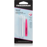 Cumpara ieftin Tweezerman Mini Slant pensete cu varfurile tesite mini cu trusă de călătorie Neon Pink 1 buc