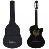 Set Chitara Acustica vidaXL, 12 Piese, 6 Corzi, Negru, EQ 4 Benzi, Husa + Accesorii, 4/4 (39")