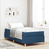 VidaXL Pat cu arcuri cu saltea Albastru și Alb 90 x 200 cm țesătură
