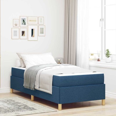 vidaXL Pat cu arcuri cu saltea Albastru și Alb 100 x 200 cm Spumă 3398919 foto