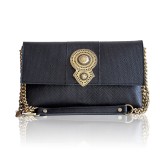 Cumpara ieftin Poseta Neagra Piele Naturala Aurora, Handmade Grecia, 20x32x6 cm, Clutch, Crossbody, Geanta Umar, Lant Reglabil Dama