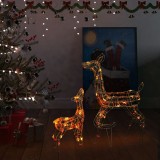 VidaXL Decorațiune de Crăciun familie reni 160 LED-uri colorat acril