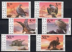 Kazahstan 1995-FAUNA PASARI VULTURI-Serie completa de 6 timbre nestampilate
