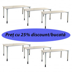 Lot 6 mese de birou Blaha Office Desk - model Alb, dimensiuni 120x80 cm, inaltime ajustabila, second hand