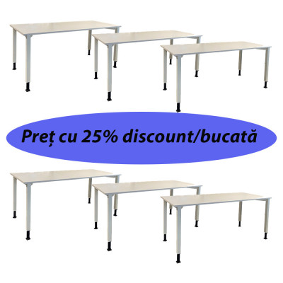 Lot 6 mese de birou Blaha Office Desk - model Alb, dimensiuni 120x80 cm, inaltime ajustabila, second hand foto