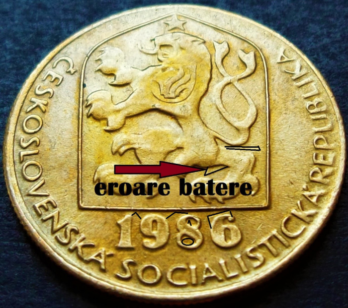 Moneda 20 HALERU - RS CEHOSLOVACIA, anul 1986 *cod 2012 = A.UNC ERORI BATERE